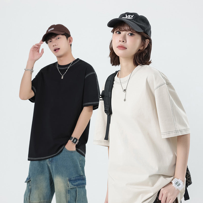 【L-81318】潮牌個性輯明線設計T恤(男女同款)