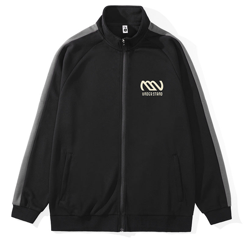 【B-F2158】春季新品 330G壓花撞色立領運動外套（加大尺碼）