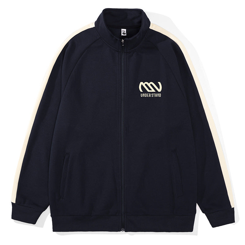 【B-F2158】春季新品 330G壓花撞色立領運動外套（加大尺碼）