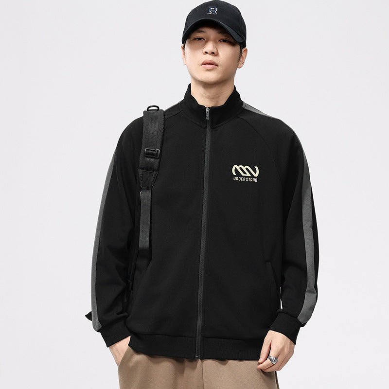 【B-F2158】春季新品 330G壓花撞色立領運動外套（加大尺碼）