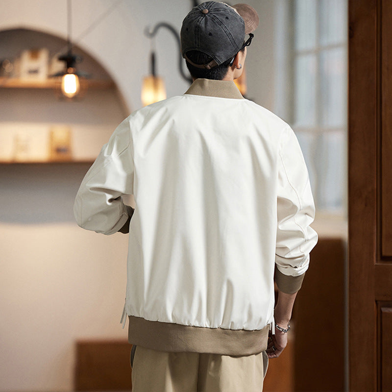 【B-8833】春季新品 美式撞色設計棒球服夾克外套 （加大尺碼）