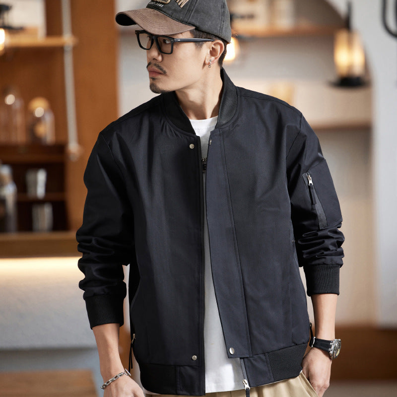 【B-8833】春季新品 美式撞色設計棒球服夾克外套 （加大尺碼）