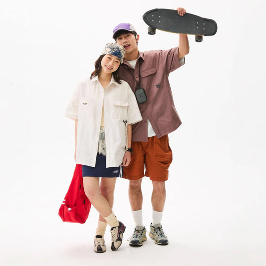 【P-CS322】日系復古Cityboy工裝純棉短袖襯衫（男女同款）