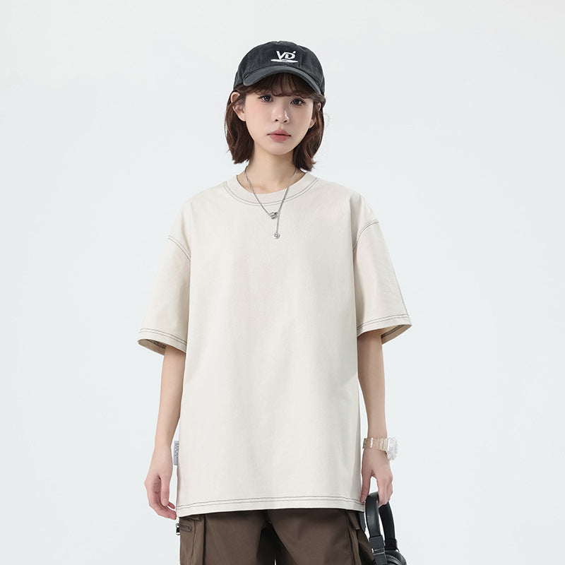 【L-81318】潮牌個性輯明線設計T恤（男女同款）
