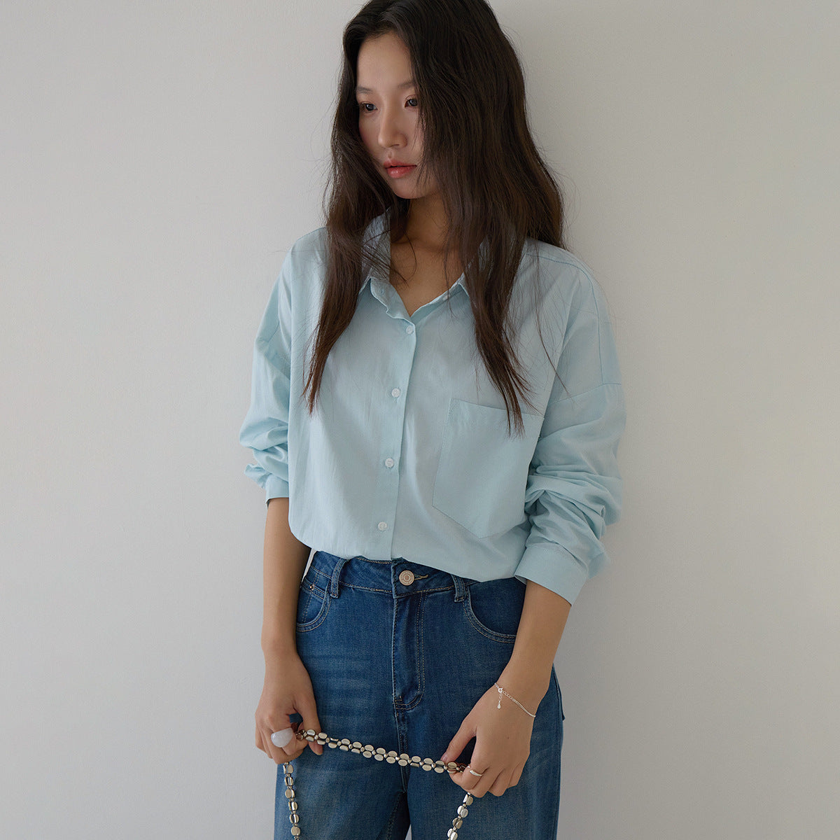 【G-Y009】糖果色系後背刺繡襯衫
