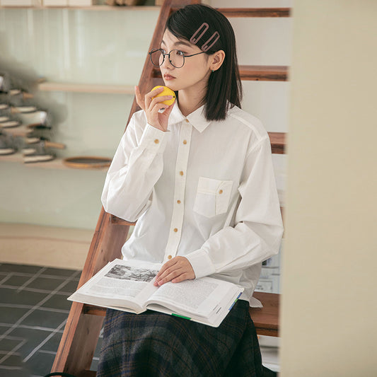【M-S0105】秋季新款 日系不規則口袋設計感休閒襯衫