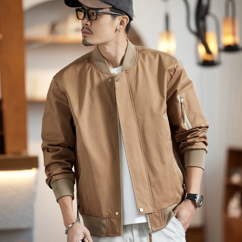 【B-8833】春季新品 美式撞色設計棒球服夾克外套 （加大尺碼）