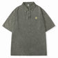 【B-P6311】美式復古洗水印花260克短袖Polo衫（加大尺碼）