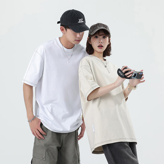 【L-81318】潮牌個性輯明線設計T恤（男女同款）