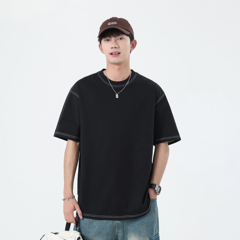 【L-81318】潮牌個性輯明線設計T恤（男女同款）