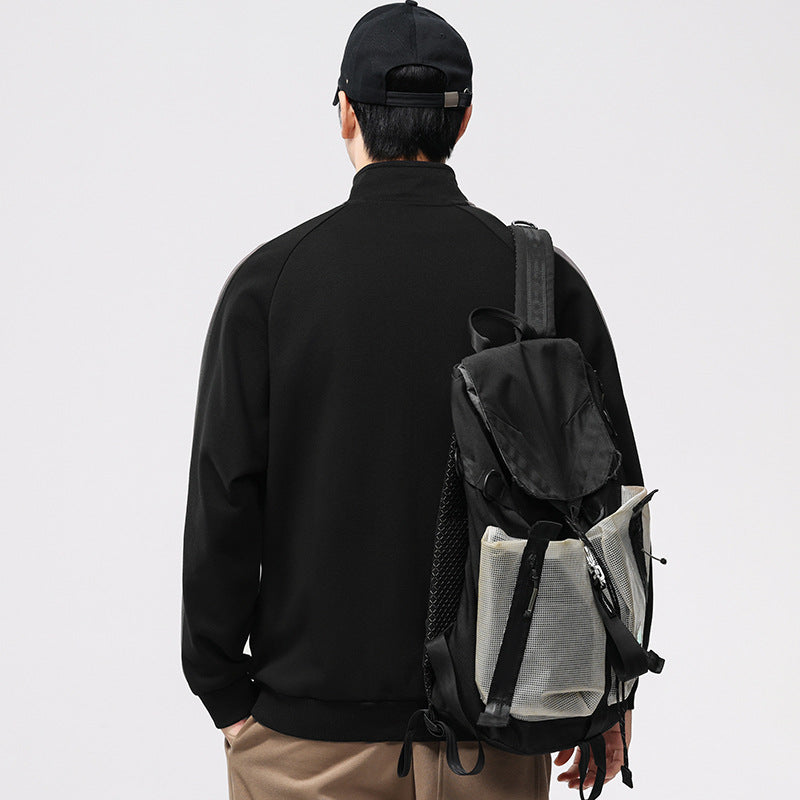 【B-F2159】春季新品 330G百搭撞色運動立領外套（加大尺碼）