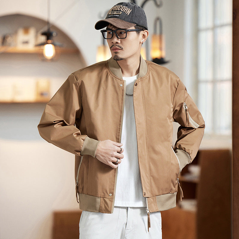 【B-8833】春季新品 美式撞色設計棒球服夾克外套 （加大尺碼）